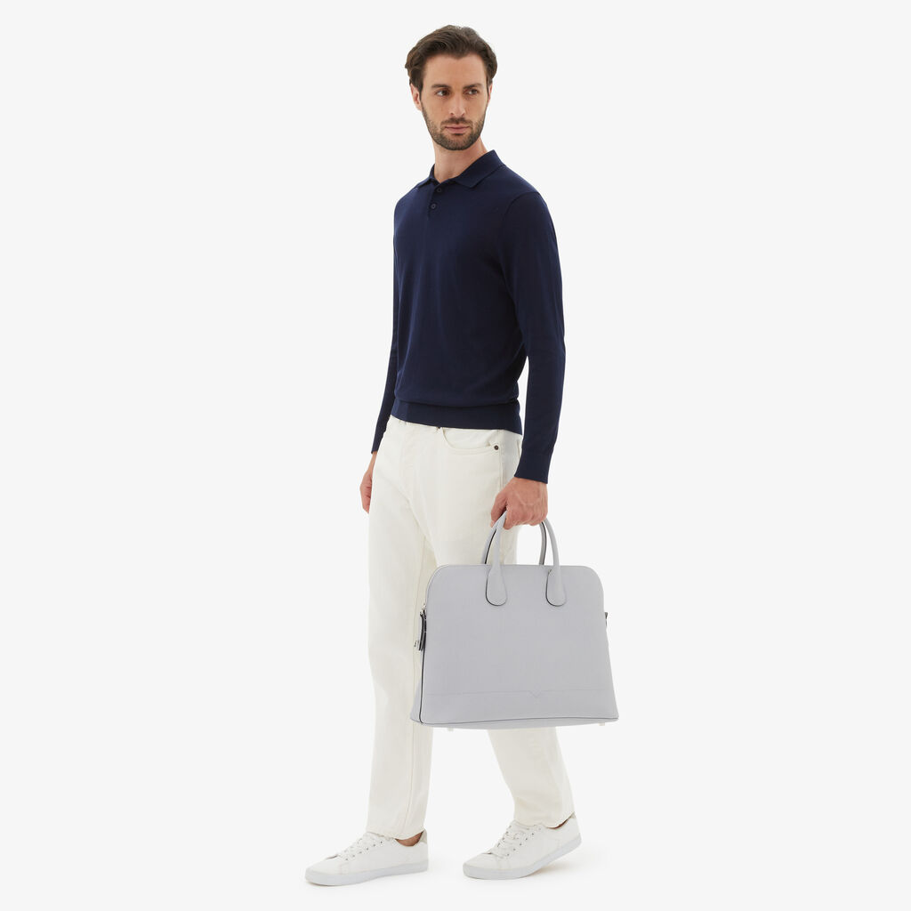 Valextra Borsa tote da Uomo in Pelle Grigia Sasso | Valextra My Logo Italy