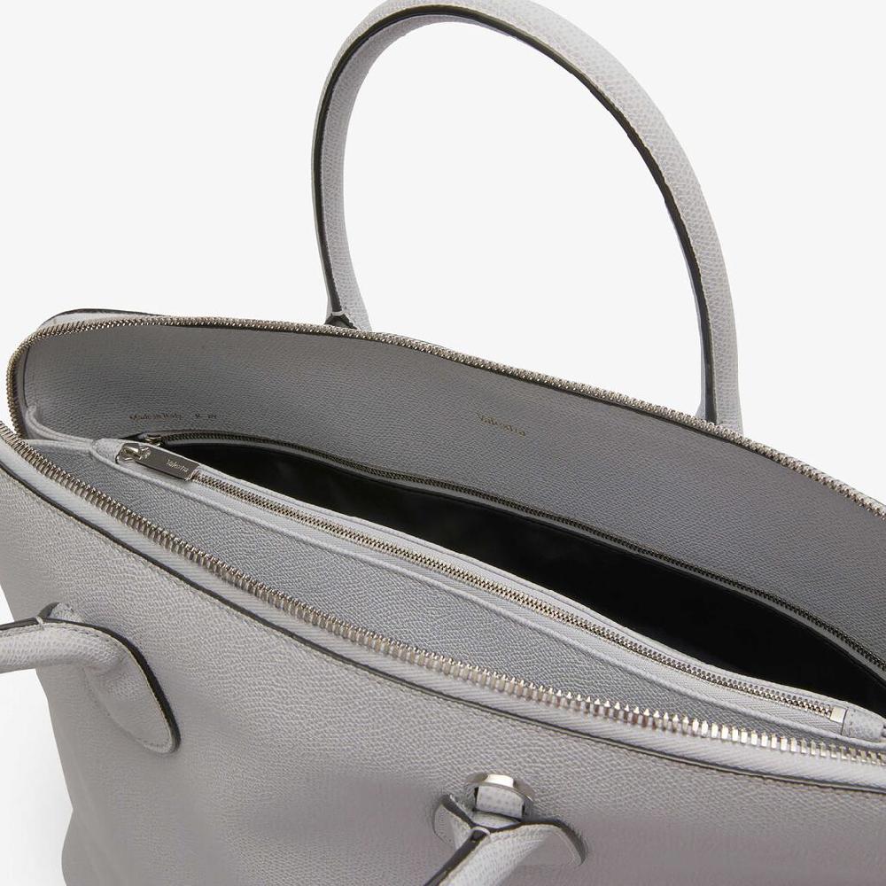 Valextra Borsa tote da Uomo in Pelle Grigia Sasso | Valextra My Logo Italy