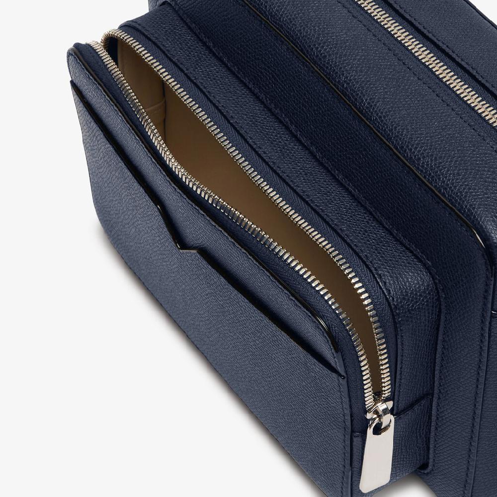 Valextra Borsetta Reporter in Pelle Blu con zip | Valextra V-Line Italia