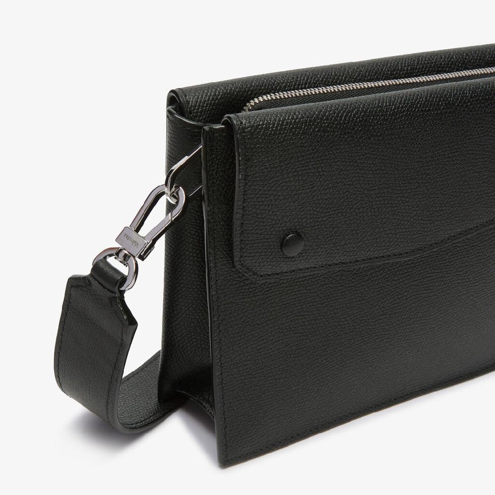 Valextra Borsa a tracolla da Uomo in Pelle Nera | Valextra Pocket Qualità