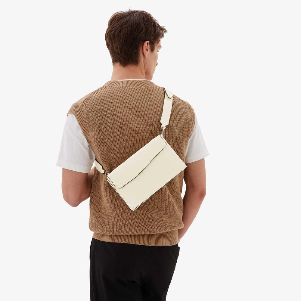 Valextra Borsa a tracolla da Uomo in Pelle Bianca | Valextra Pocket Vendita
