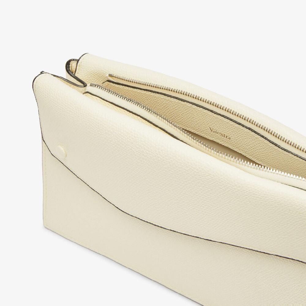 Valextra Borsa a tracolla da Uomo in Pelle Bianca | Valextra Pocket Vendita