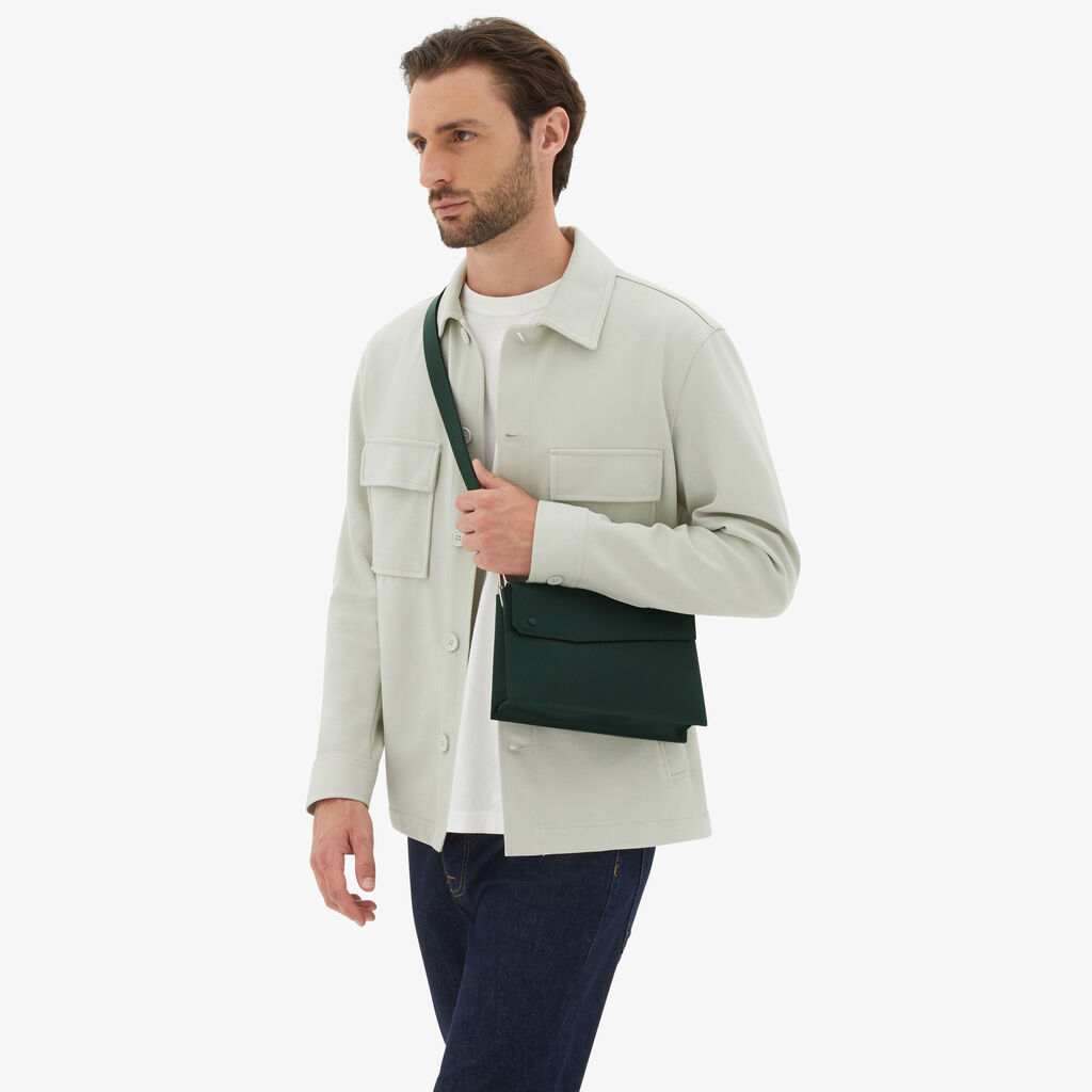 Valextra Borsa tracolla da Uomo di Lusso in Pelle Verde | Valextra Pocket Promozione