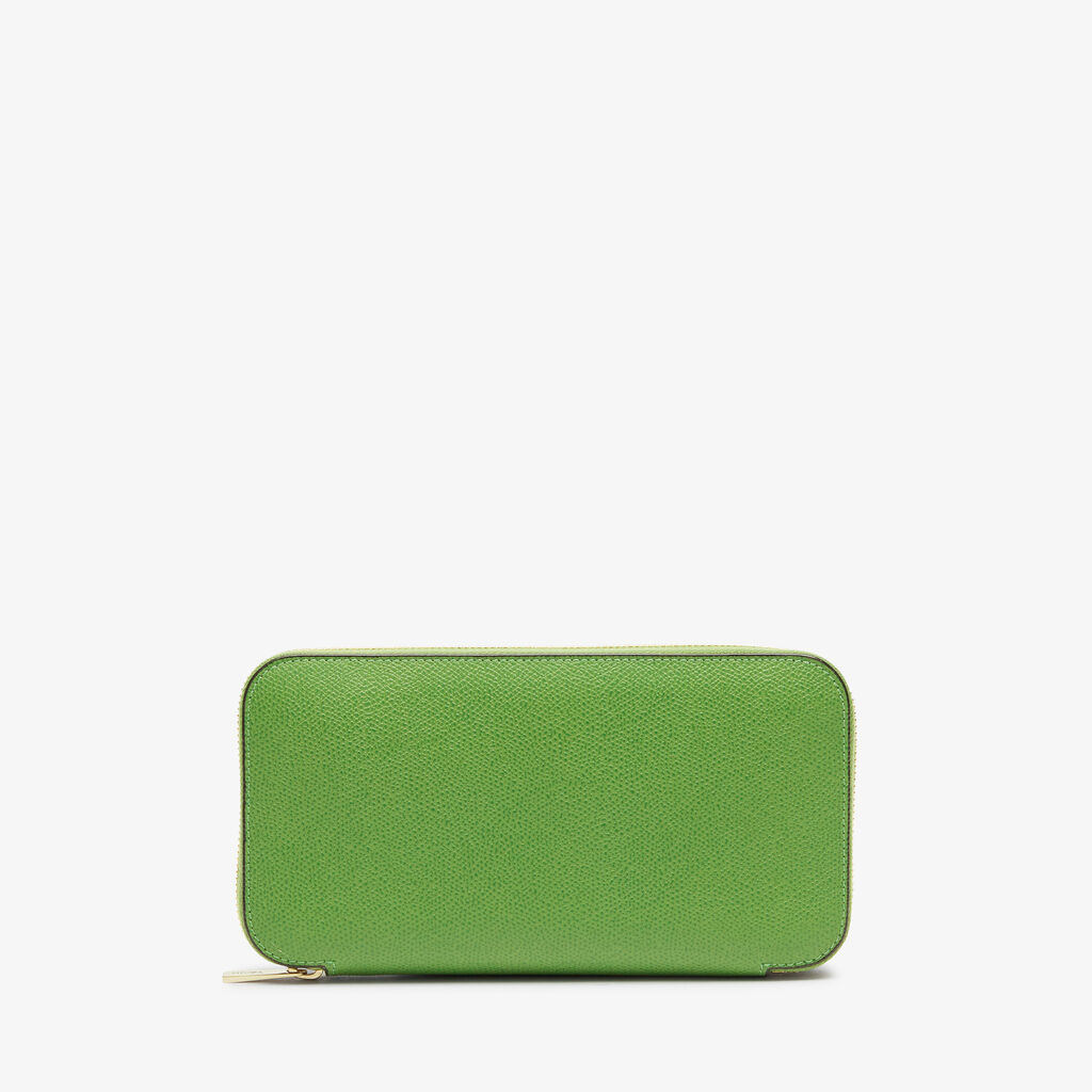 Valextra Portafoglio da Donna di Lusso in Pelle Verde | Valextra Zip Around Novità
