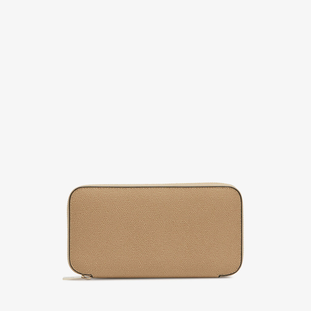 Valextra Portafoglio da Donna di Lusso in Pelle Beige | Valextra Zip Around Sconto