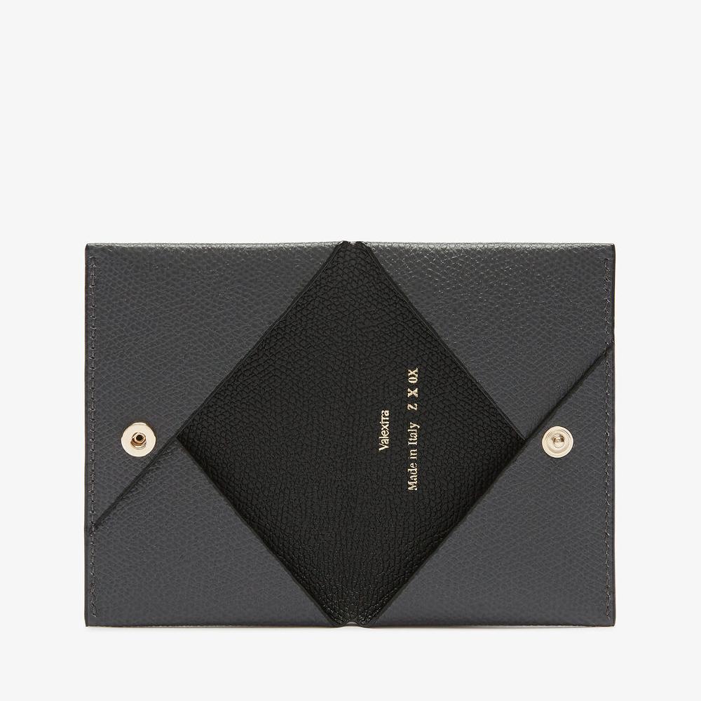 Valextra Porta carte da Uomo di Lusso in Pelle Grigia e Nera | Valextra Online