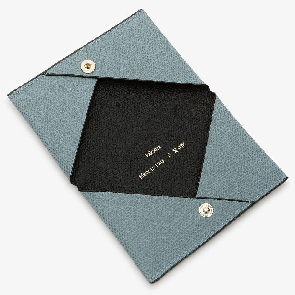 Valextra Porta carte piccolo di Lusso in Pelle Blu e Nera | Valextra In Vendita