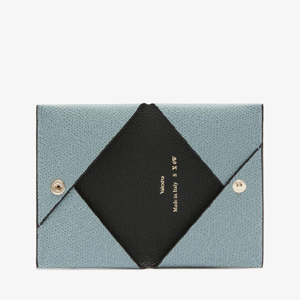 Valextra Porta carte piccolo di Lusso in Pelle Blu e Nera | Valextra In Vendita