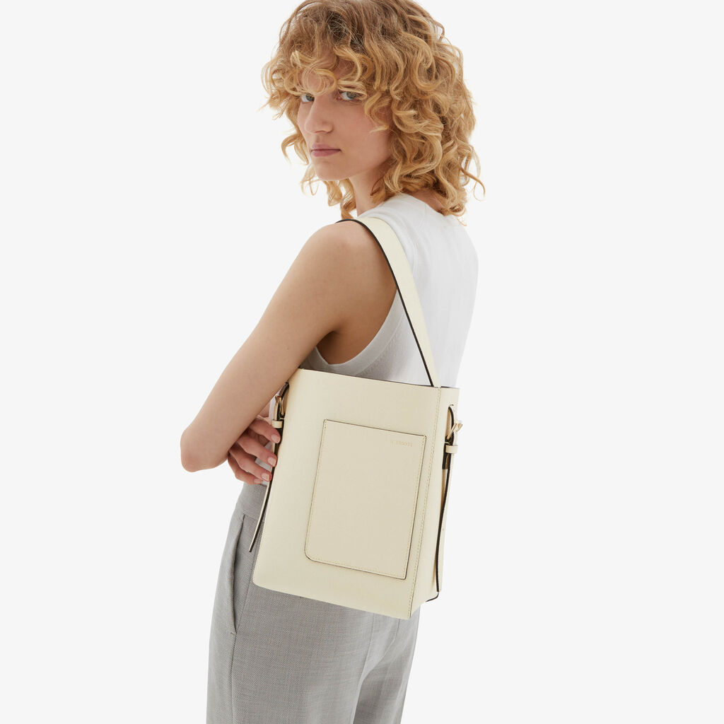Valextra Borsa a secchiello da Donna Mini in Pelle Bianca | Valextra Soft Offerte