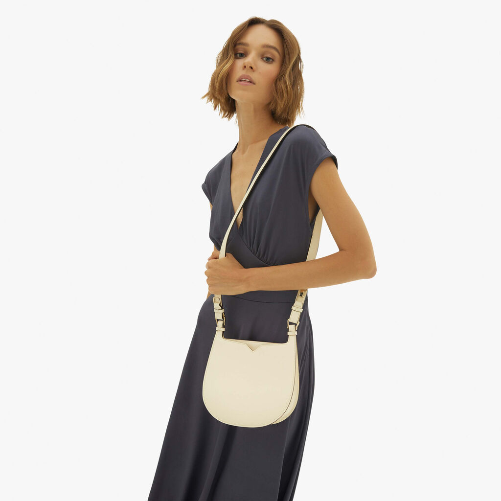 Valextra Borsa a spalla Mini in Pelle Bianca | Valextra Hobo Saldi Di Fabbrica