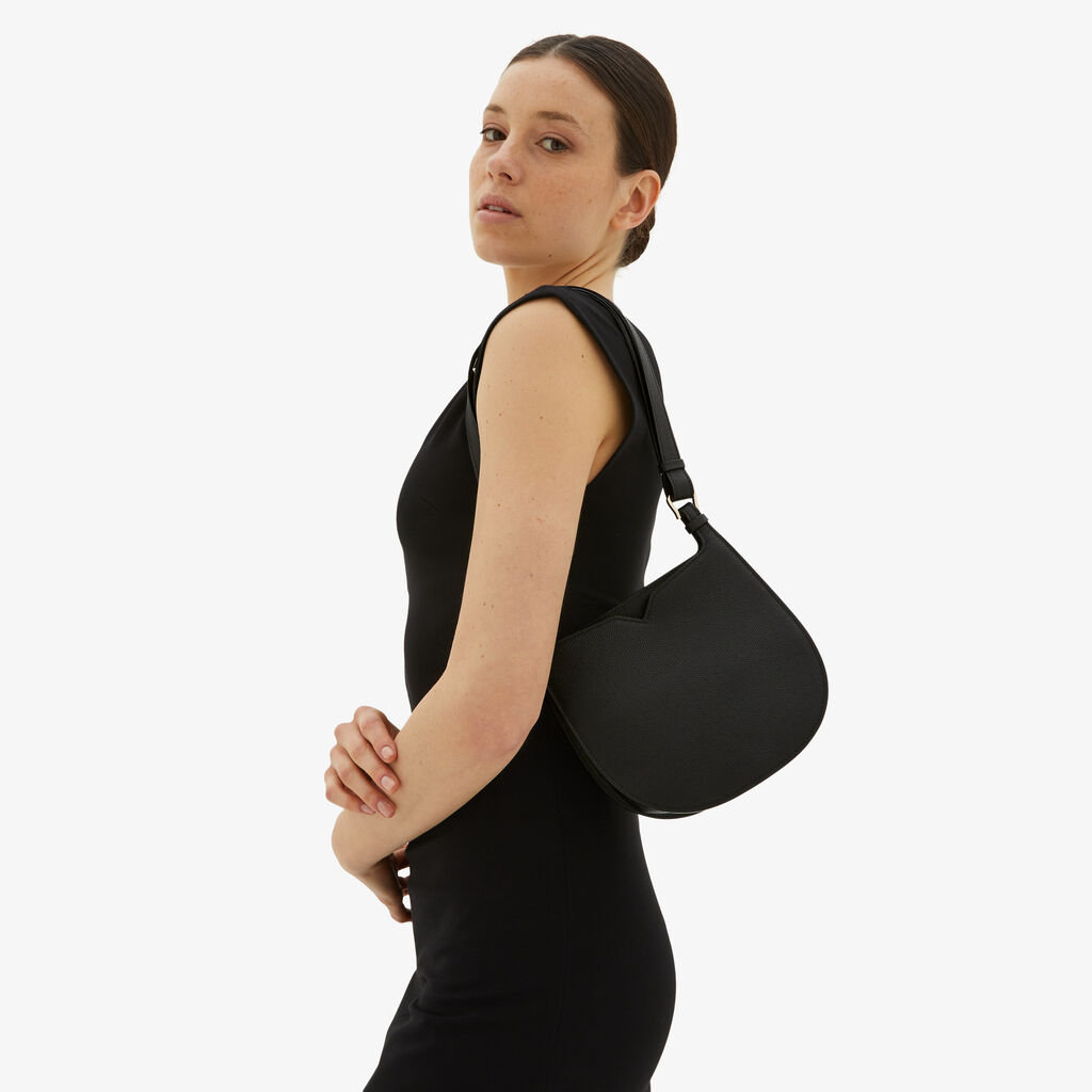 Valextra Borsa a spalla Mini in Pelle Nera | Valextra Hobo Vendite Flash