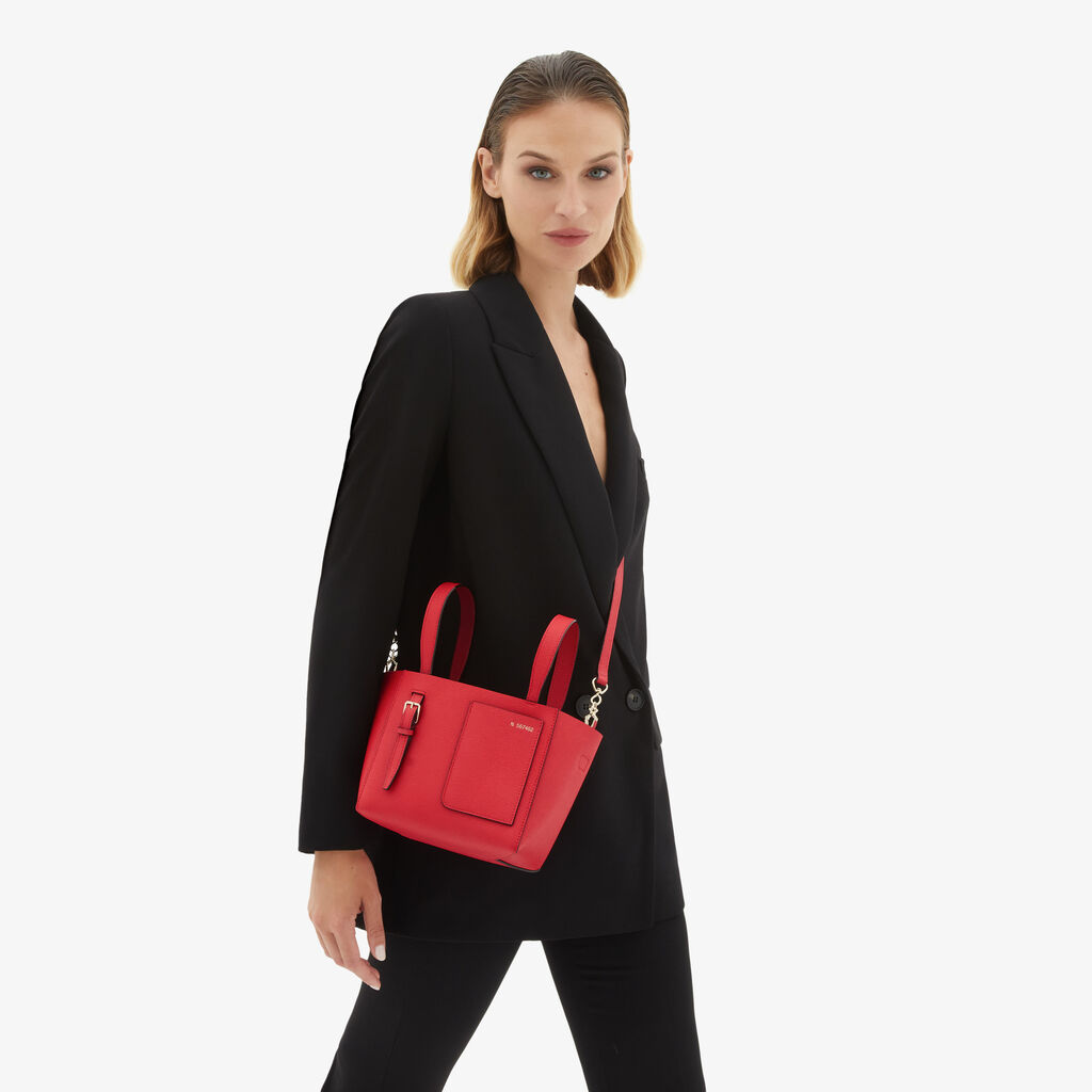 Valextra Borsa a secchiello da Donna in Pelle Rossa | Valextra Soft Moda