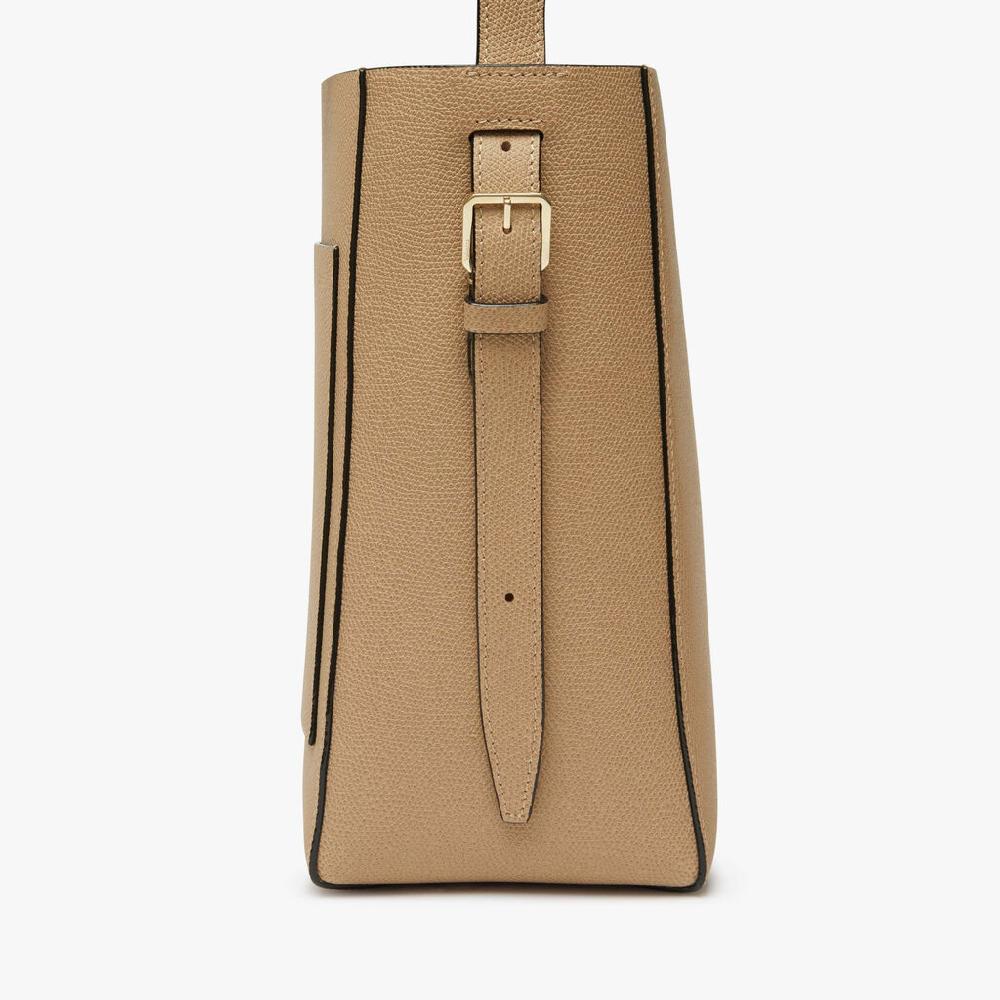 Valextra Borsa a secchiello da Donna Mini in Pelle Beige | Valextra Soft In Linea