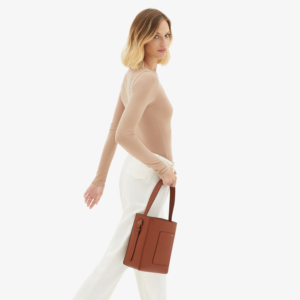 Valextra Borsa a secchiello da Donna Mini in Pelle Marrone | Valextra Soft Nuovo