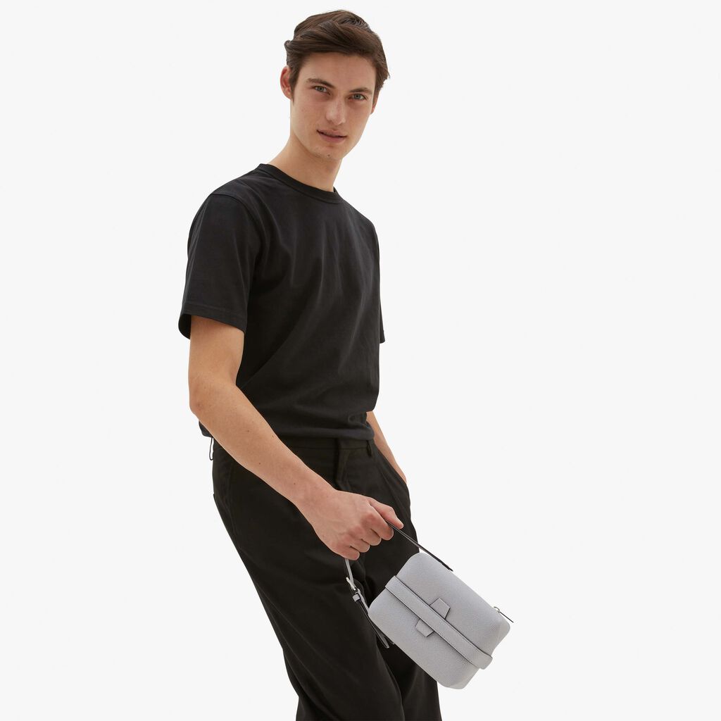 Valextra Borsa rigida a tracolla in Pelle Grigia | Valextra Tric Trac Vendita