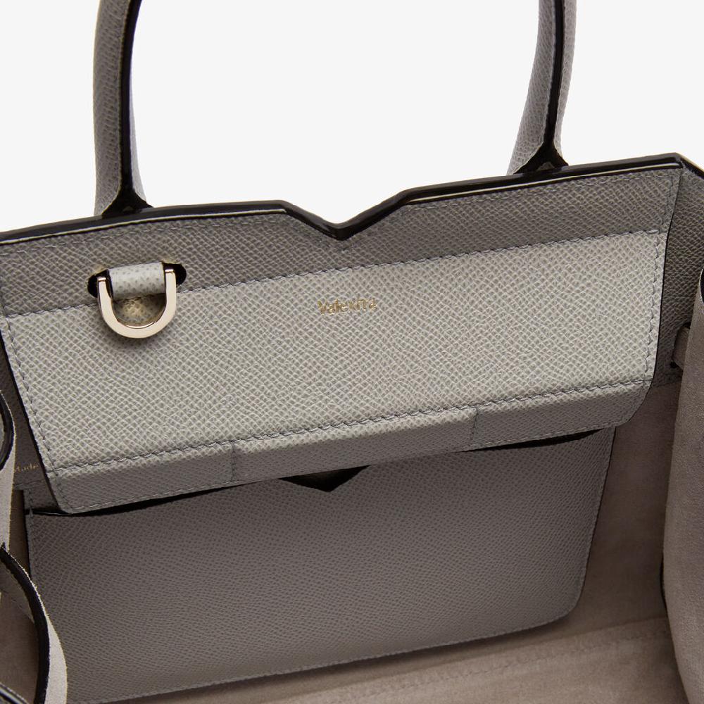 Valextra Borsa due manici Donna Mini in pelle Grigia chiara | Valextra Spedizione Gratuita