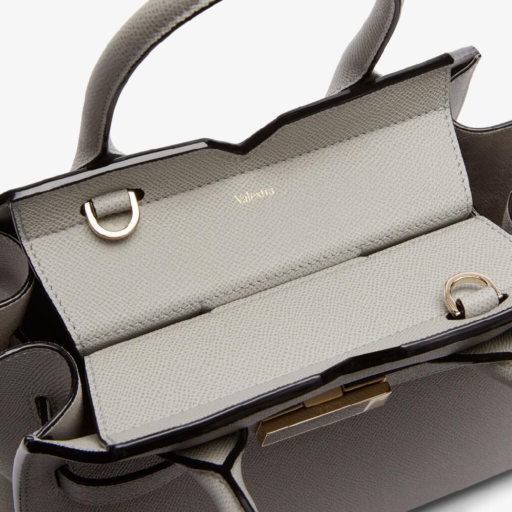 Valextra Borsa due manici Donna Mini in pelle Grigia chiara | Valextra Spedizione Gratuita