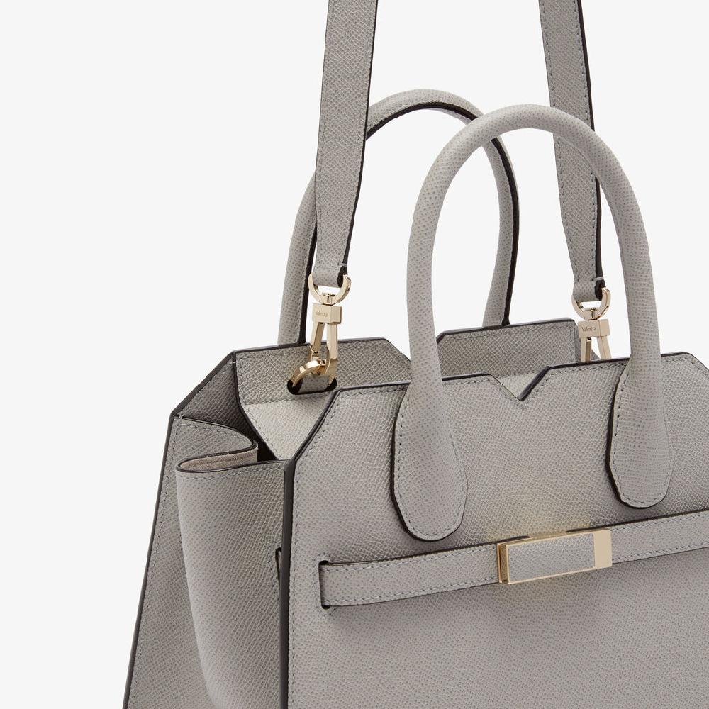 Valextra Borsa due manici Donna Mini in pelle Grigia chiara | Valextra Spedizione Gratuita