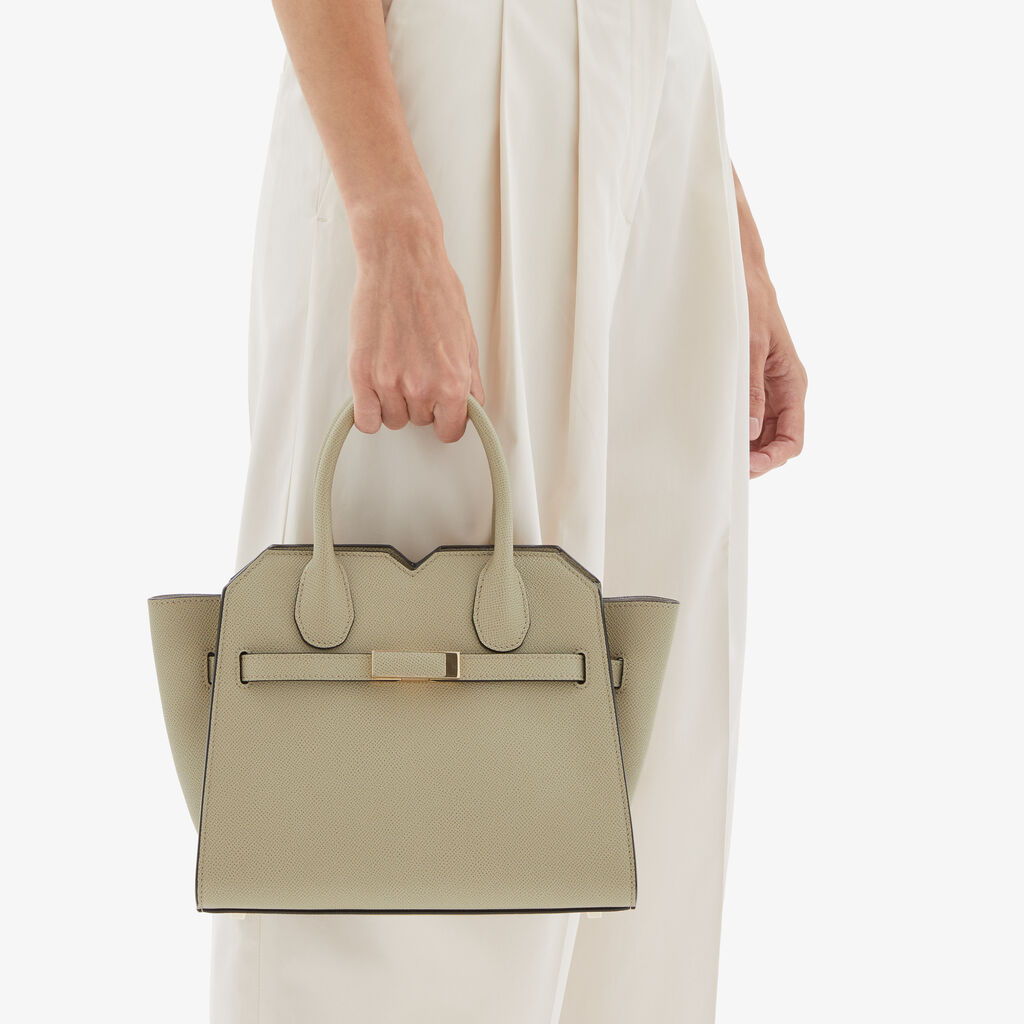 Valextra Borsa a due manici Donna Mini in Pelle Verde tundra | Valextra Pezzi Unici