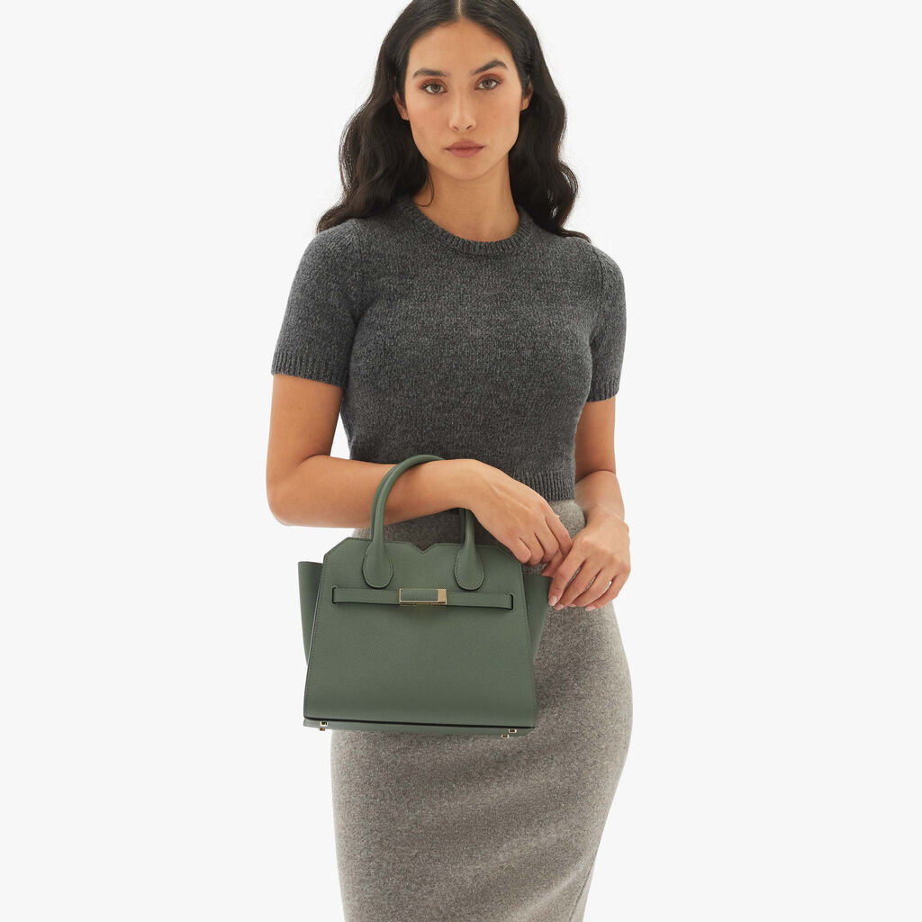 Valextra Borsa due manici da Donna in Pelle Verde di Lusso | Valextra Soddisfazione Garantita