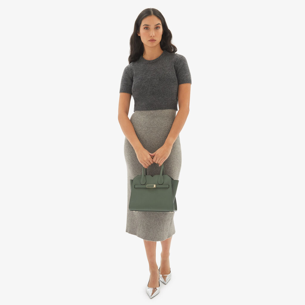 Valextra Borsa due manici da Donna in Pelle Verde di Lusso | Valextra Soddisfazione Garantita