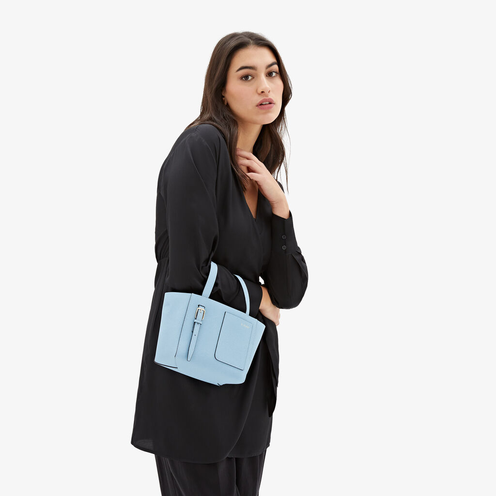 Valextra Borsa a secchiello da Donna in Pelle rigida Blu | Valextra Soft Sottocosto