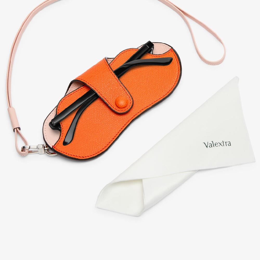 Valextra Custodia occhiali di Lusso in Pelle Arancione e Rosa | Valextra Novità