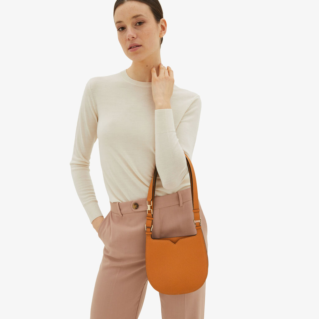 Valextra Borsa a spalla Mini in Pelle Marrone | Valextra Hobo Presa