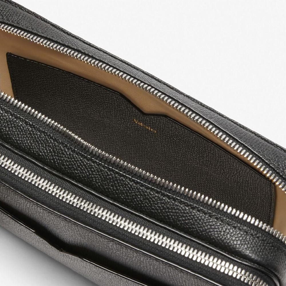 Valextra Marsupio a tracolla in Pelle Nera | Valextra V-Line Outlet