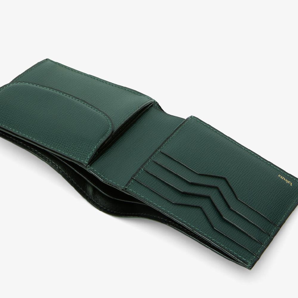 Valextra Portafoglio Bifold in Pelle Verde con portamonete | Valextra Saldi