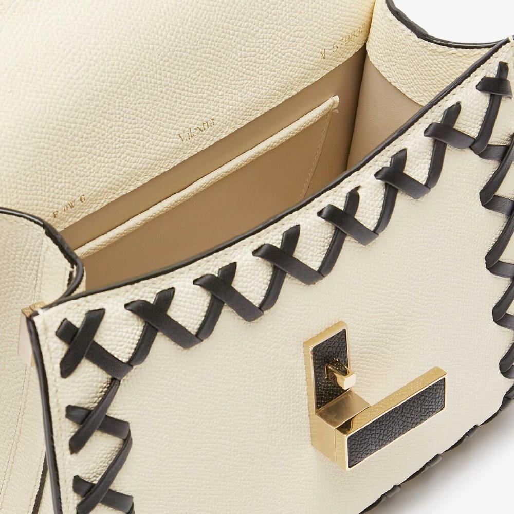 Valextra Borsa a mano Donna in Pelle Bianca con filo Nero | Valextra Iside Soddisfazione Garantita