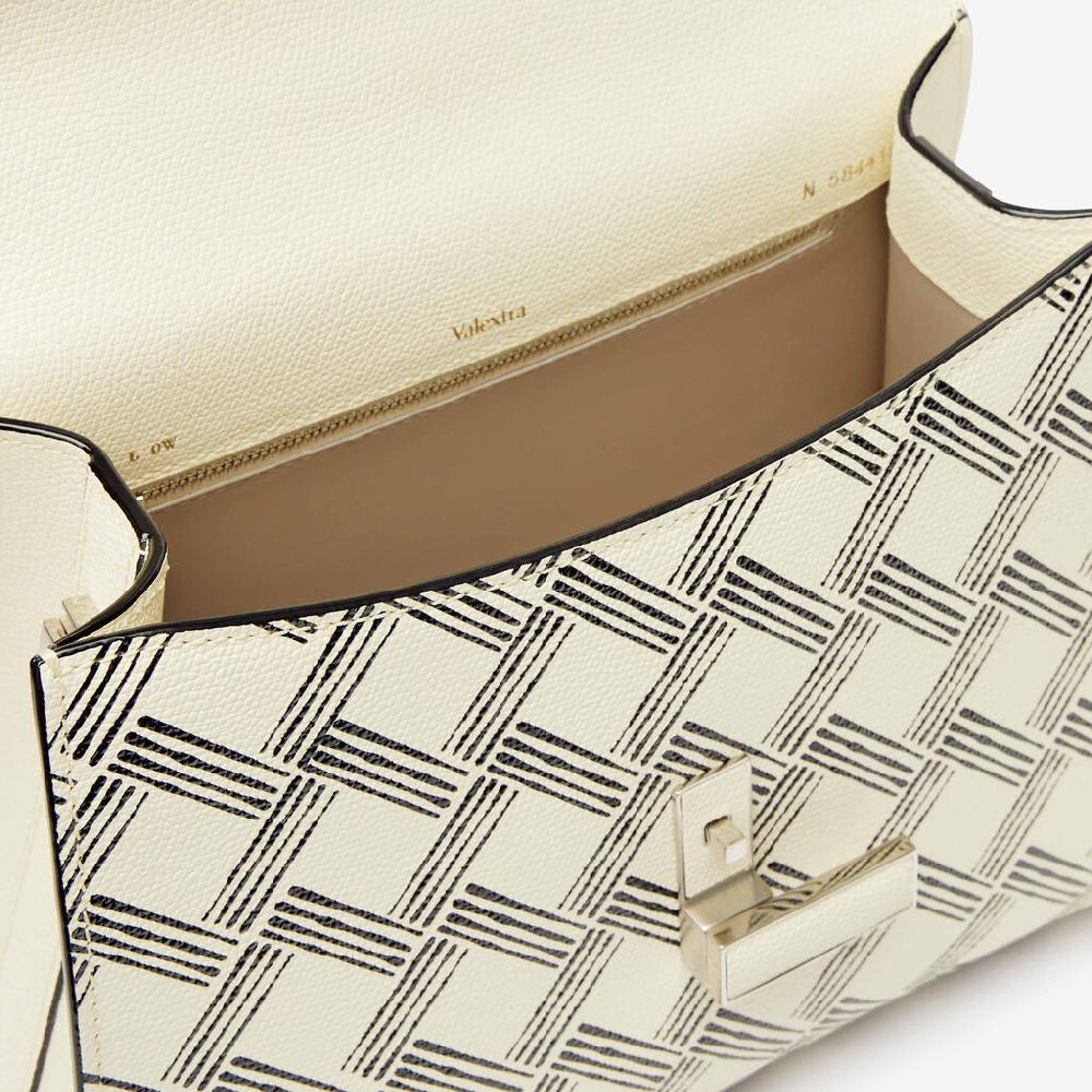 Valextra Borsa a mano Donna in Pelle Bianca e Nera | Valextra Iside Qualità Garantita