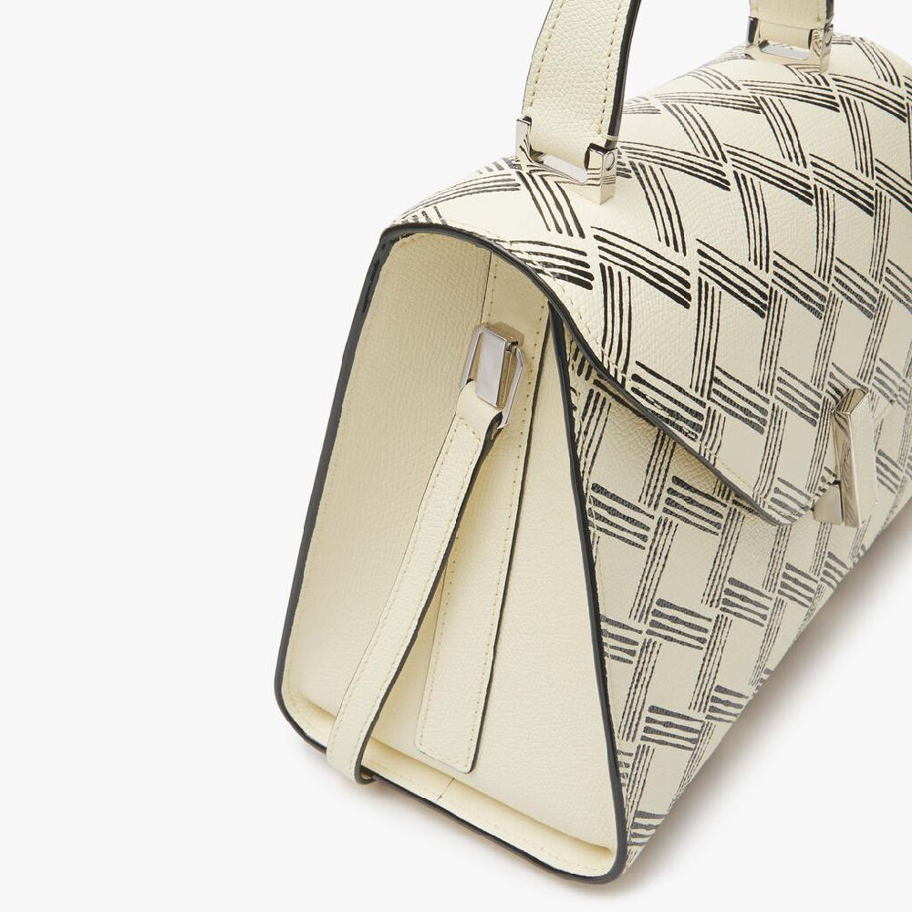 Valextra Borsa a mano Donna in Pelle Bianca e Nera | Valextra Iside Qualità Garantita