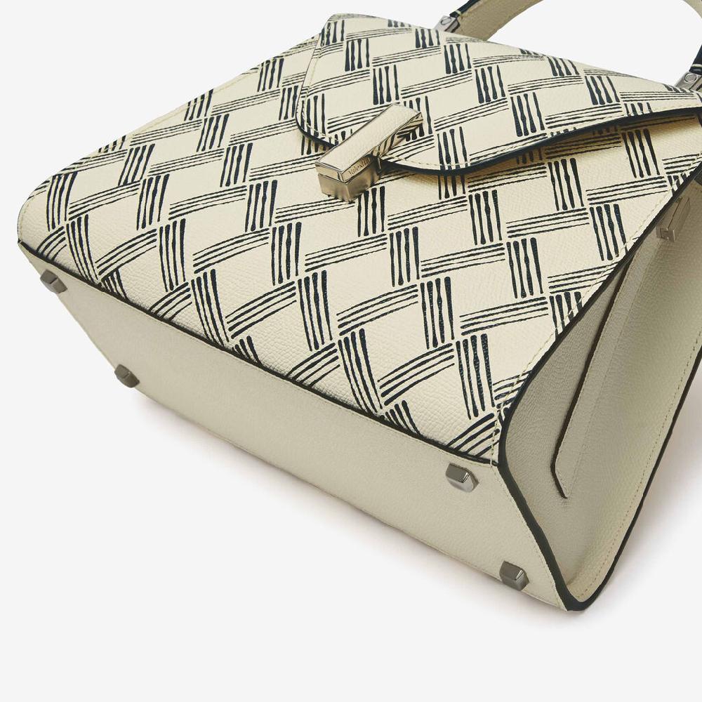 Valextra Borsa a mano Donna in Pelle Bianca e Nera | Valextra Iside Qualità Garantita