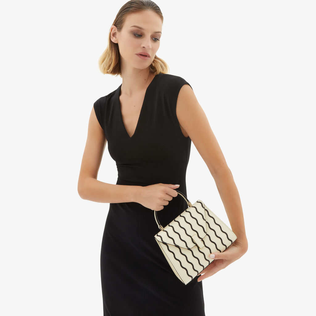 Valextra Borsa a mano Donna Mini in Pelle Bianca e Nera | Valextra Iside Negozi Online
