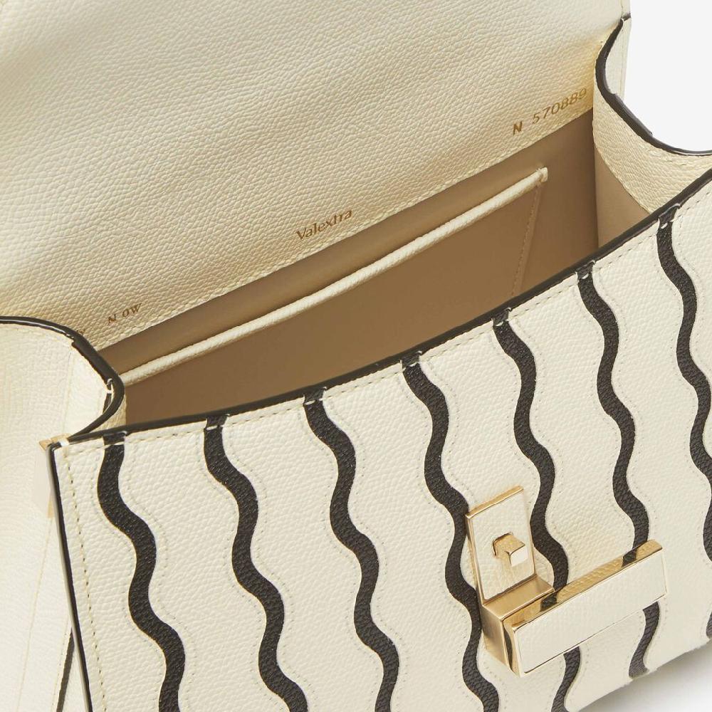 Valextra Borsa a mano Donna Mini in Pelle Bianca e Nera | Valextra Iside Negozi Online