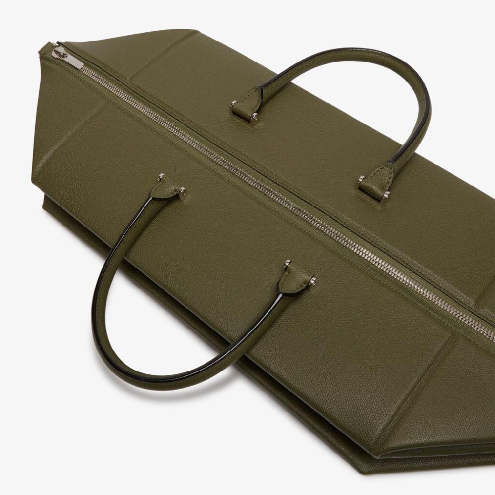 Valextra Borsa da viaggio spaziosa Verde Militare | Valextra Poliedrica Economico