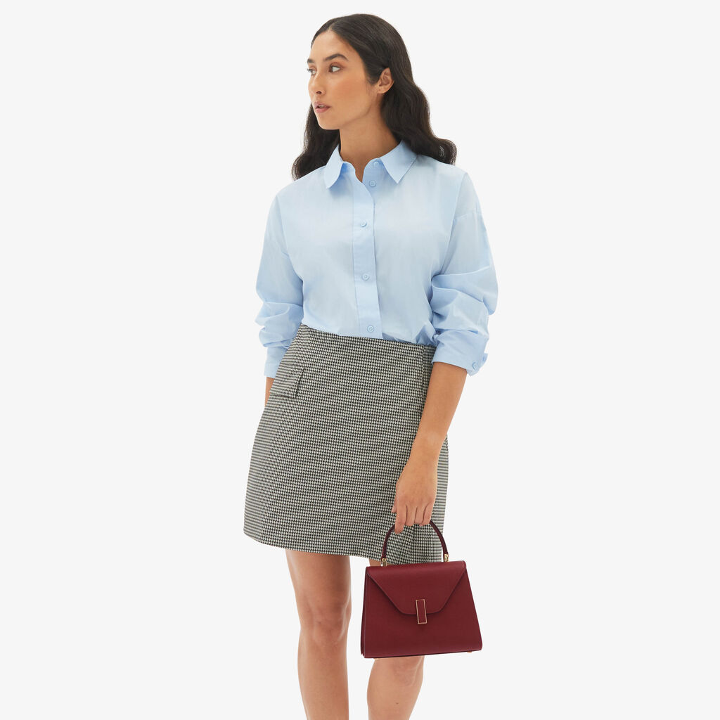 Valextra Borsa a mano Mini in Pelle Bordeaux | Valextra Iside Vendita Calda