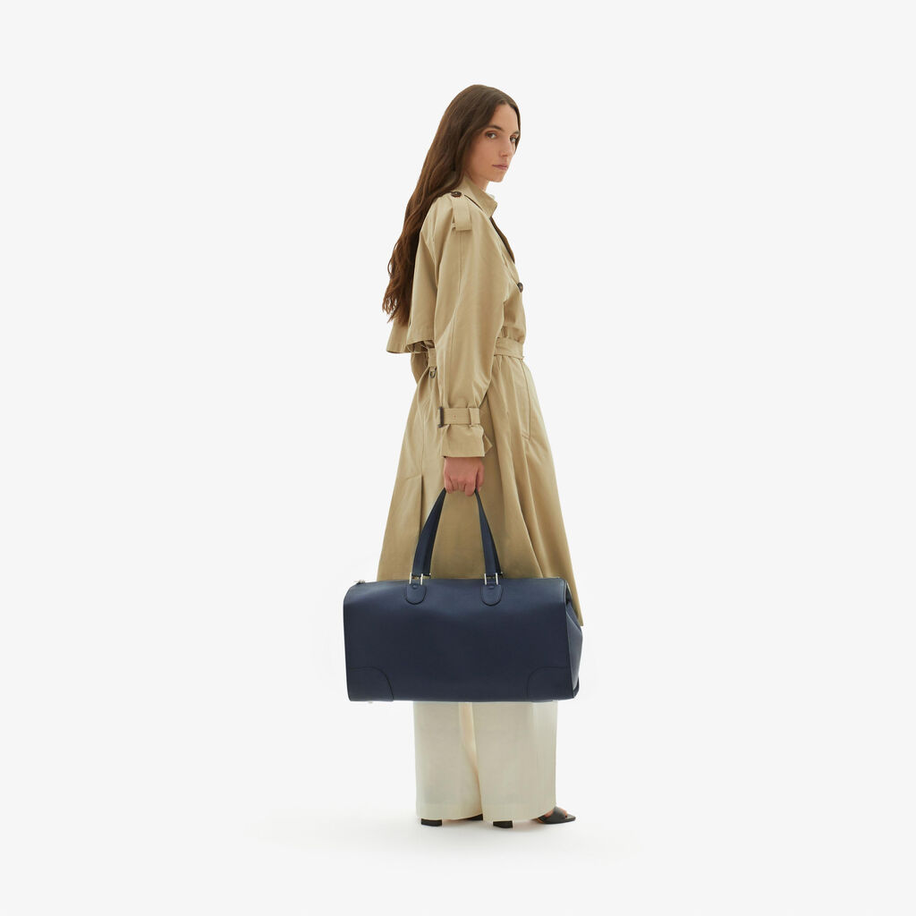 Valextra Borsone viaggio Grande in Pelle Blu | Valextra Boston Vendite Flash