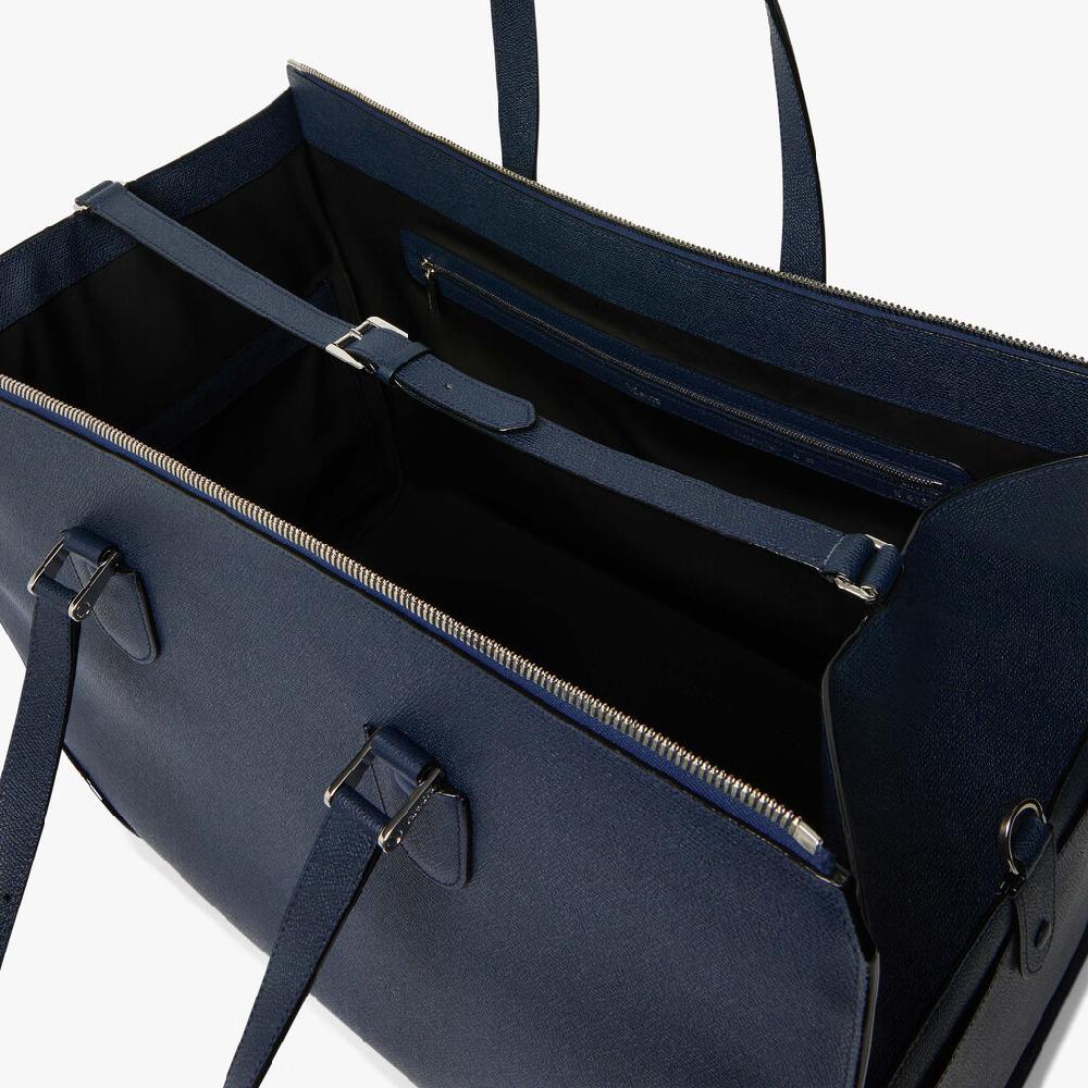 Valextra Borsone viaggio Grande in Pelle Blu | Valextra Boston Vendite Flash