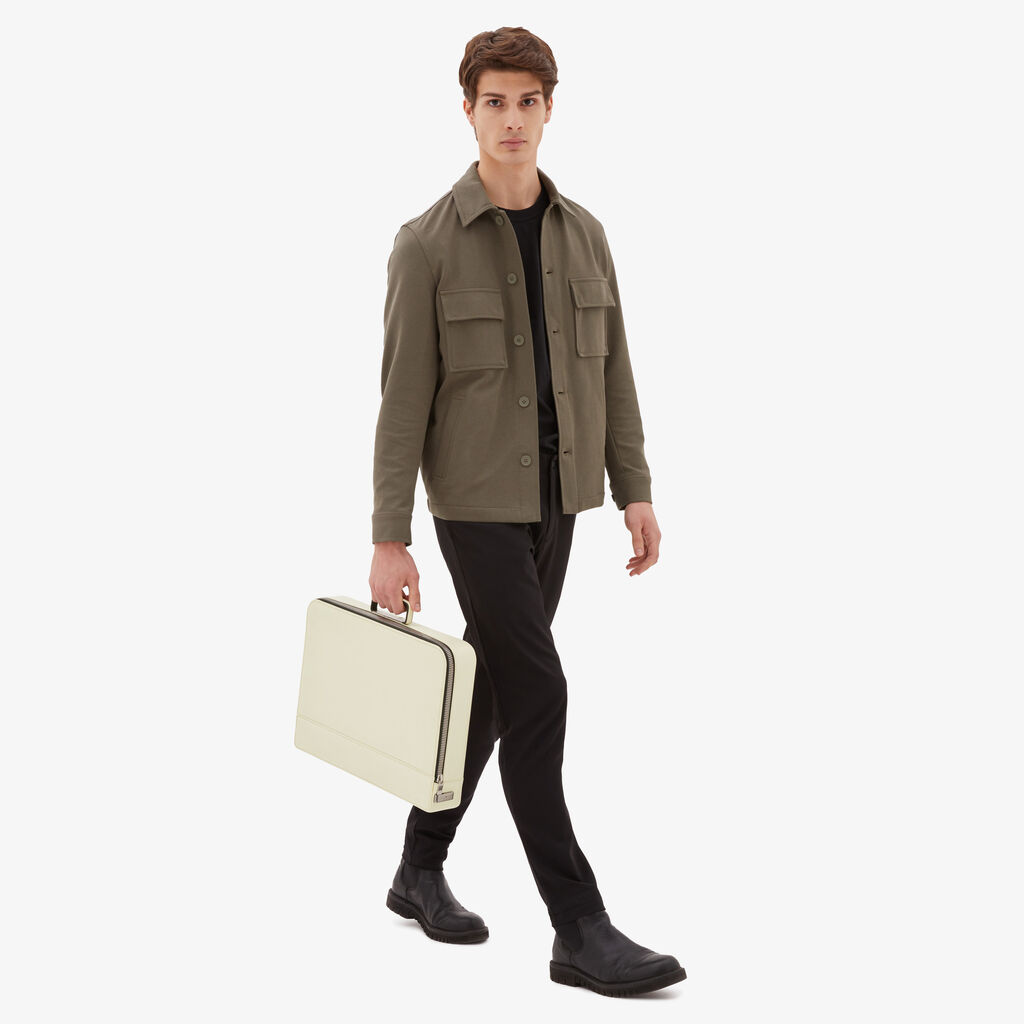 Valextra Cartella Media in Pelle Bianca con zip | Valextra Premier Italia