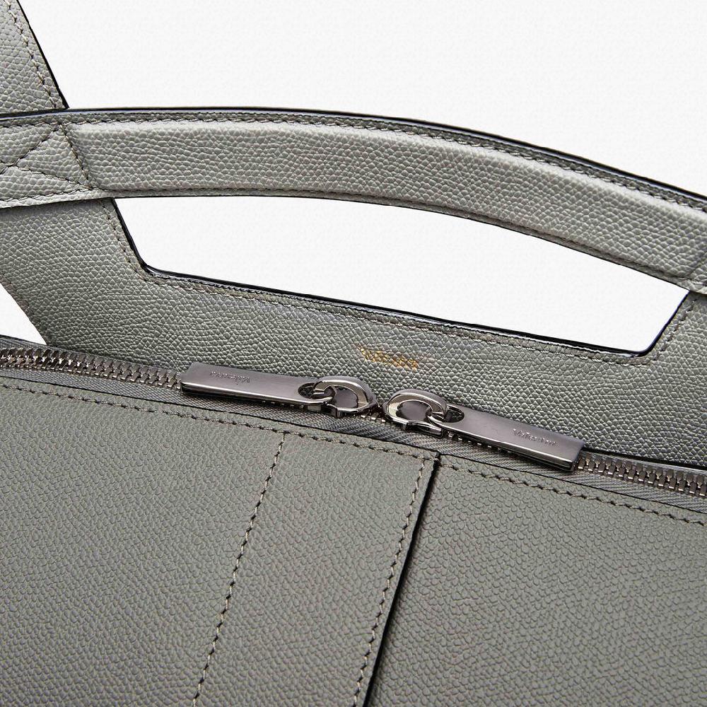 Valextra Zaino da Uomo di Lusso in Pelle rigida Grigia | Valextra V-Line Promozione
