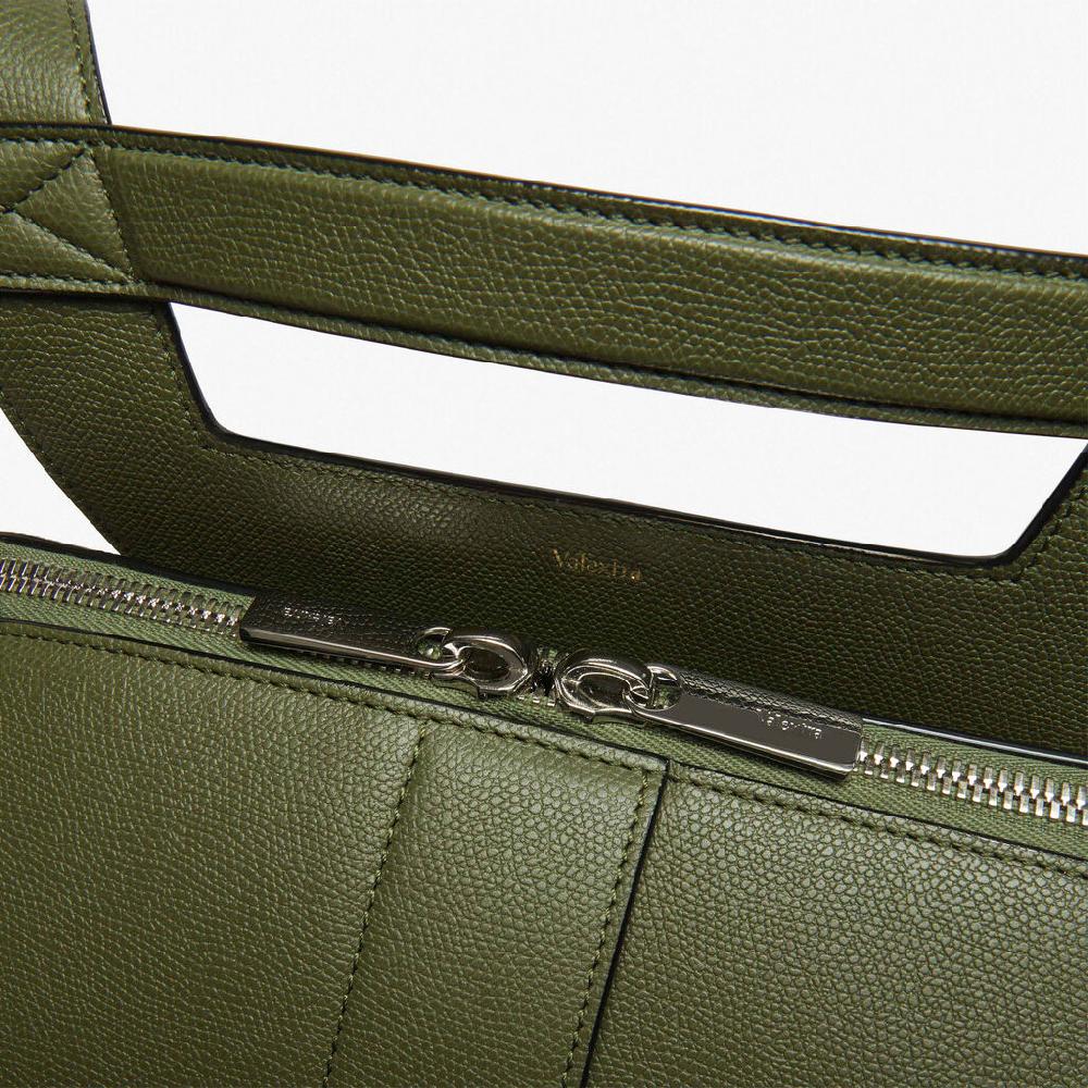 Valextra Valextra V-Line: Zaino elegante da lavoro in Pelle Verde Militare Spedizione Gratuita