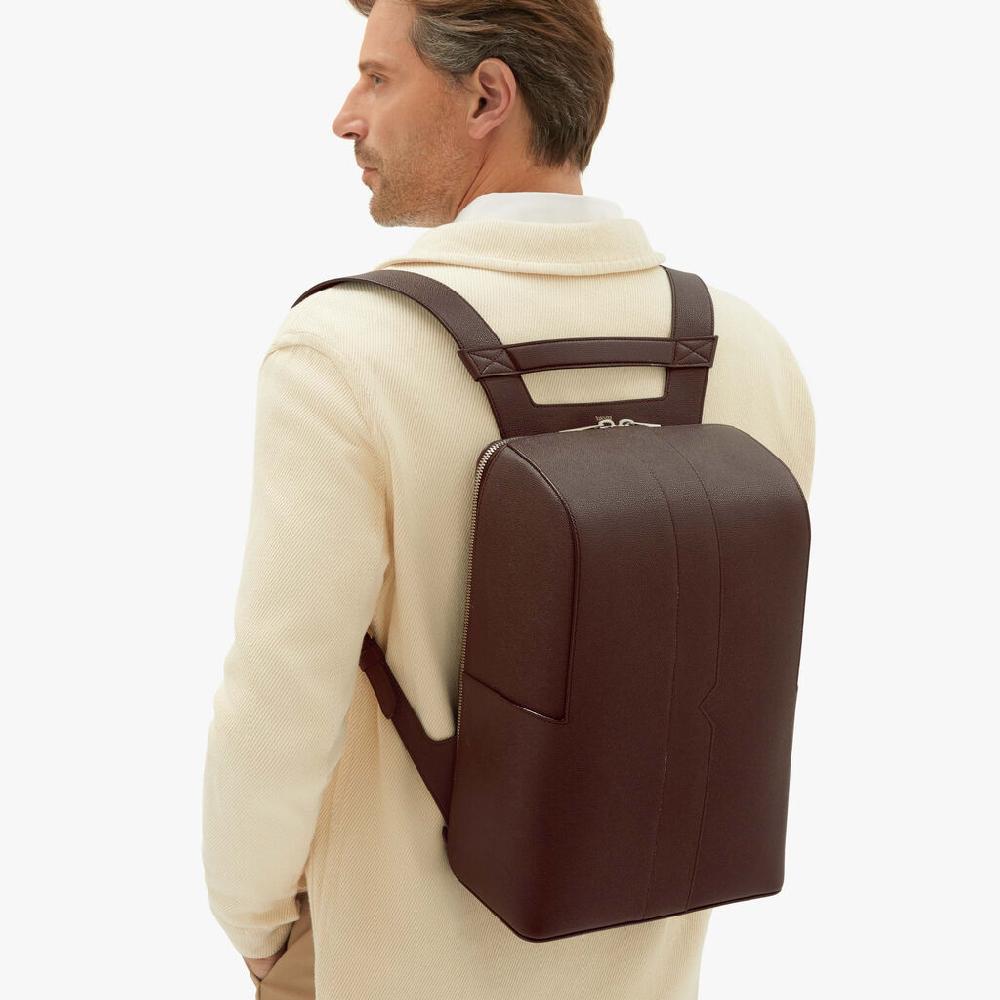 Valextra Zaino comodo ed ergonomico in Pelle Marrone | Valextra V-Line Pezzi Unici
