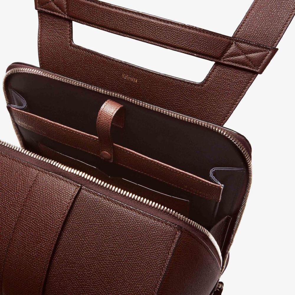 Valextra Zaino comodo ed ergonomico in Pelle Marrone | Valextra V-Line Pezzi Unici