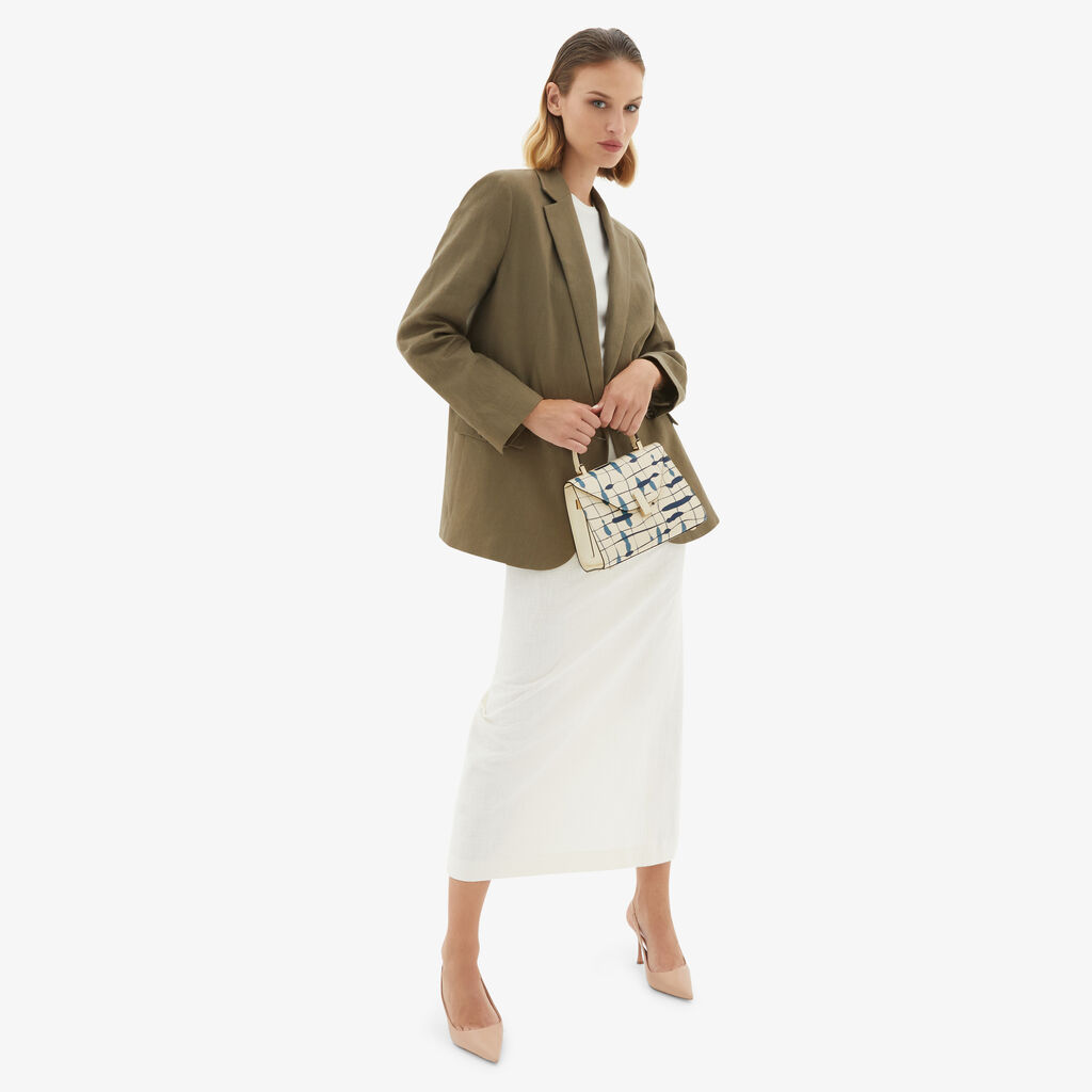 Valextra Borsa a mano Donna Mini in Pelle Bianca e Blu | Valextra Iside Fino Al -60%