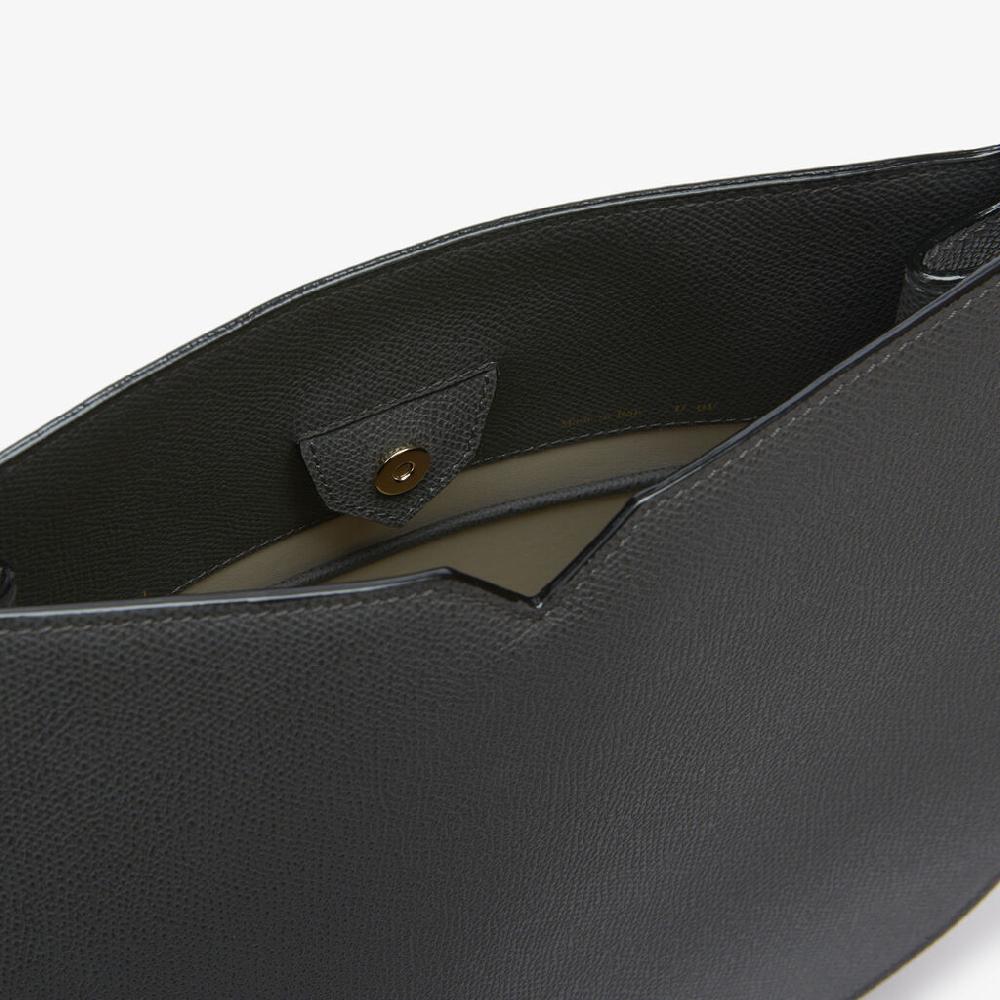 Valextra Borsa a spalla da Donna in Pelle Grigia | Valextra Hobo Presa