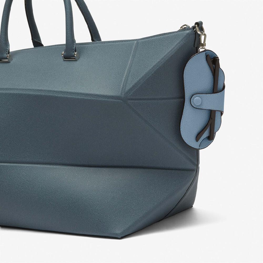 Valextra Porta occhiali in Pelle Azzurra con tracolla | Valextra Vendita Economica