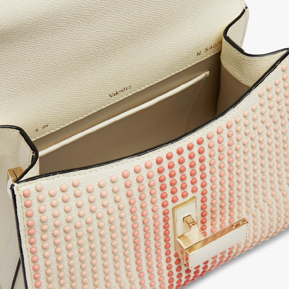 Valextra Borsa Donna con borchie Rosa in Pelle Bianca | Valextra Iside Italy