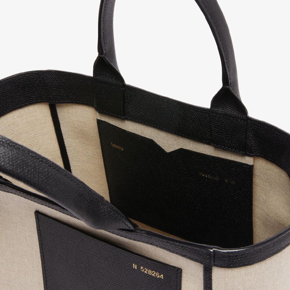 Valextra Shopping bag in canvas Mini in Tela Marrone | Valextra In Linea